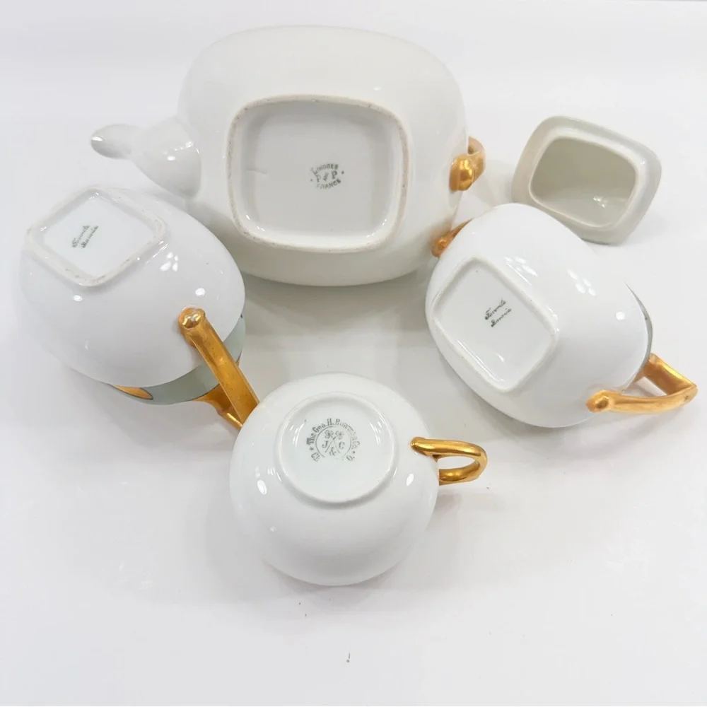 ANTIQUE P&P Limoges France & Bavaria Germany‎ Mismatch ART DECO TEA SET, Teapot